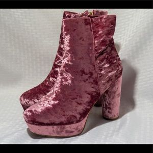 pink velvet booties